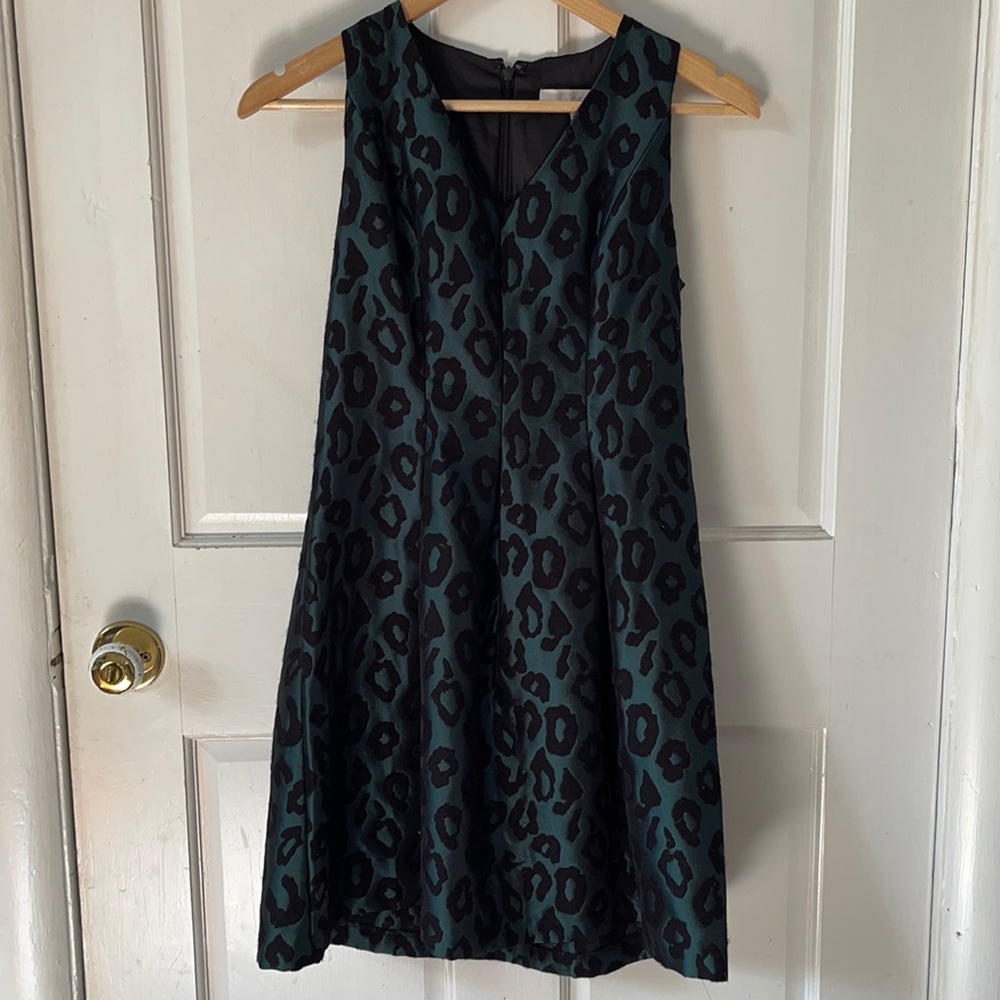 LOFT • Stunning Emerald Leopard Detailed Dress